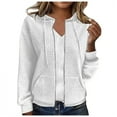 thumbnail image 1 of Lixiuxyad Zip up Jackets Women's Zippered Hooded Cardigan Long Sleeved Hoodie Jacket White, 1 of 5