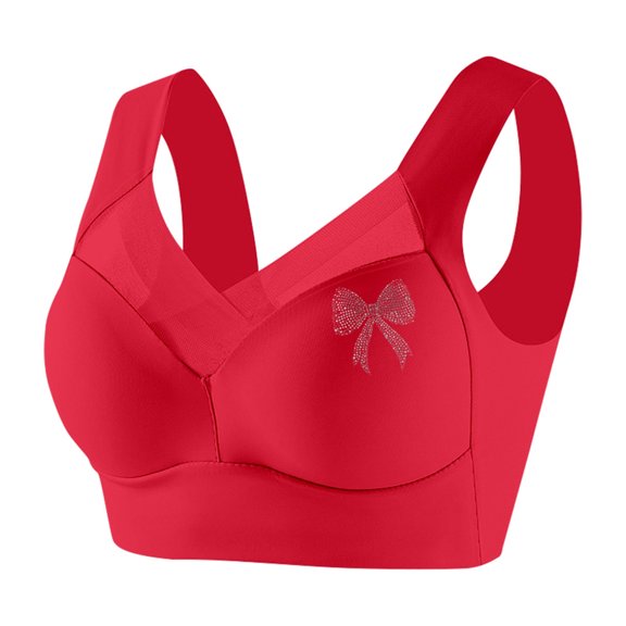 Lixiuxyad plus Sized Sports Bra Women's Thin Underwire Push Up Vest Lingerie Bow Rhinestone Bra