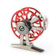Lixmnse 55mm Aluminum Fly Fishing Reel for All Freshwaters, Right-Handed Single Action Retrieve, Weight 50g Red