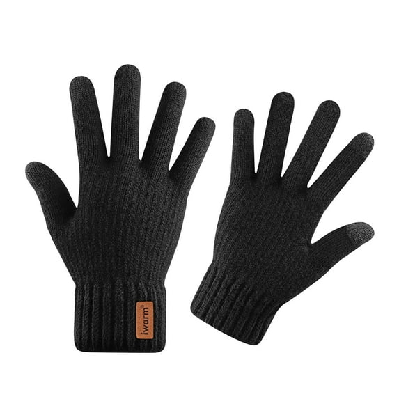 Lixmnse Achiou Winter Knit Gloves, Warm Full Men Women with Upgraded Screen-Slip Grip, Fleece-Lined Wool Gloves for Touchscreen, Driving, Cold-Weather Activities Black