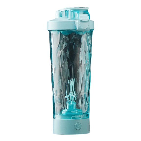 Lixmnse USB Rechargeable Automatic Shaker Bottle with Stirring Propeller and Leakproof Lid, Protein Mixing Cup for Gym, Sports and Outdoors, Blue