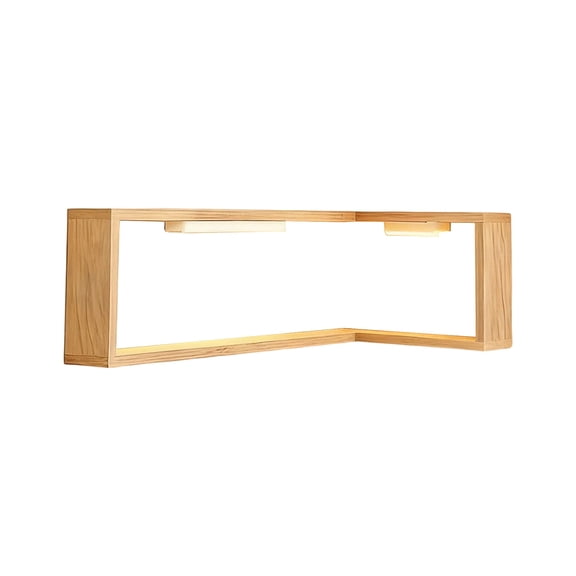Lixmnse Wood Corner Wall Shelf, Wall Mounted Storage Rack, Display Stand with Lamps, Home Decor Organizer, Living Room Bedroom Kitchen Storage