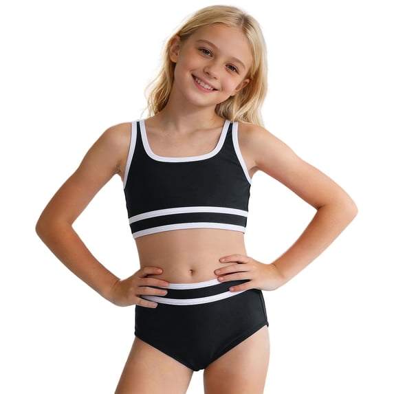 Liyamei Adjustable Strap Two Piece Girls Swimwear Comfortable Cute Bikini For Beach Pool Swimming Sun Girls Bathing Suits for Size 10 Y