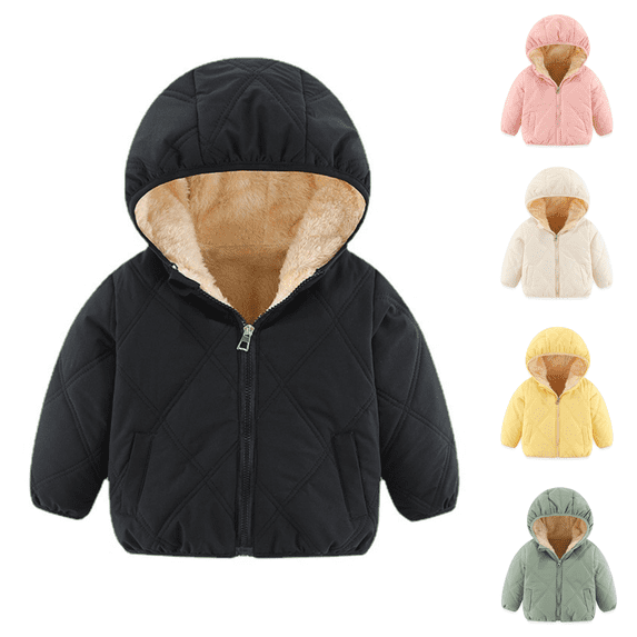 Liyamei Baby Girls Hooded Padded Jacket with Zipper for Winter Warm Outerwear Size 18-24 Months