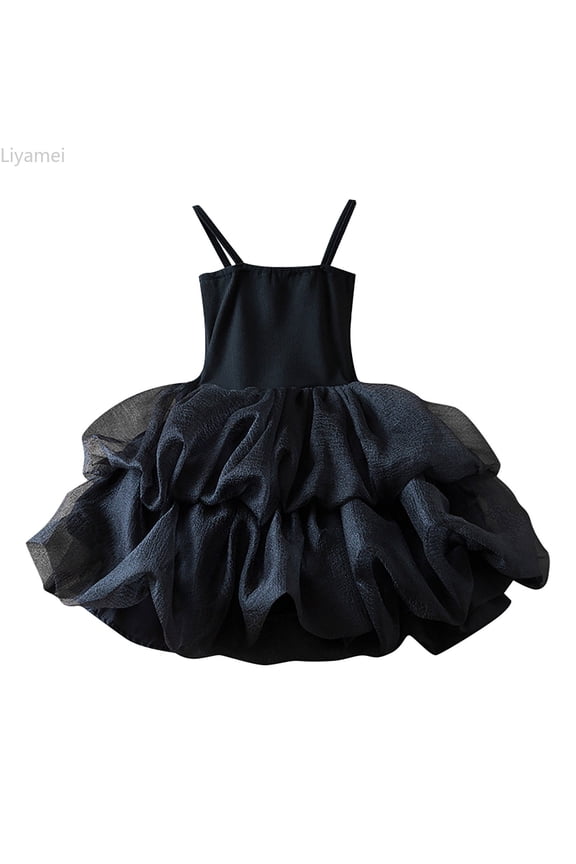 Baby Girls Tutu Dress Sleeveless Toddler Kids Sundress Tulle Bubble Dress Casual Party Princess Dresses Girls Summer Dresses 5-6 Years