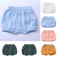 thumbnail image 1 of Liyamei Baby Solid Color Shorts with Elastic Waist for Summer Play Size 0-4,Blue, 1 of 5