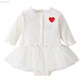 thumbnail image 1 of Liyamei Babys Girls Boys Knit Ribbed Solid Spring Winter Long Sleeve Cardigan Romper Dress Hat Clothes Set Toddler Girl 2-Piece Sets Size White 0-3 Months, 1 of 3