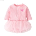 thumbnail image 1 of Liyamei Babys Girls Boys Knit Ribbed Solid Spring Winter Long Sleeve Cardigan Romper Dress Hat Clothes Set Toddler Girl 2-Piece Sets Size Pink 12-18 Months, 1 of 4