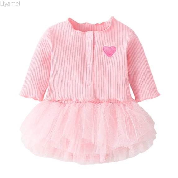 Liyamei Babys Girls Boys Knit Ribbed Solid Spring Winter Long Sleeve Cardigan Romper Dress Hat Clothes Set Toddler Girl 2-Piece Sets Size Pink 12-18 Months