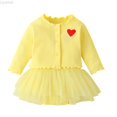 thumbnail image 1 of Liyamei Babys Girls Boys Knit Ribbed Solid Spring Winter Long Sleeve Cardigan Romper Dress Hat Clothes Set Toddler Girl 2-Piece Sets Size Yellow 0-3 Months, 1 of 3
