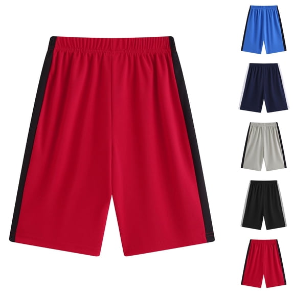 Liyamei Boys Athletic Basketball Shorts with Elastic Waist for Summer Sports Size 4-14,Navy