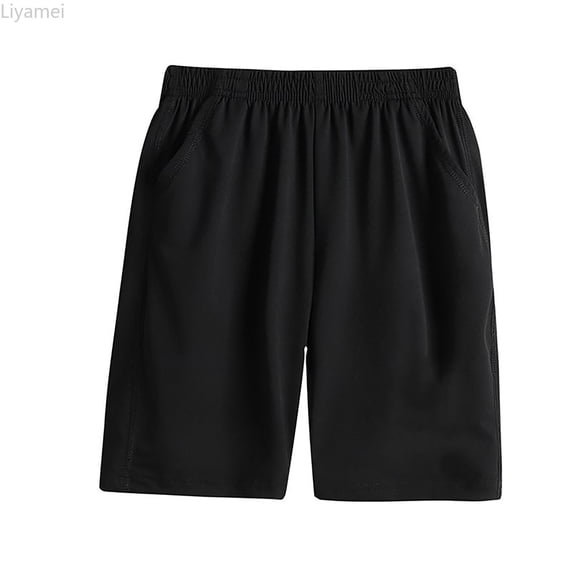 Liyamei Boys Athletic Shorts with Pockets for Summer Sports and Running Size 4-14,Black