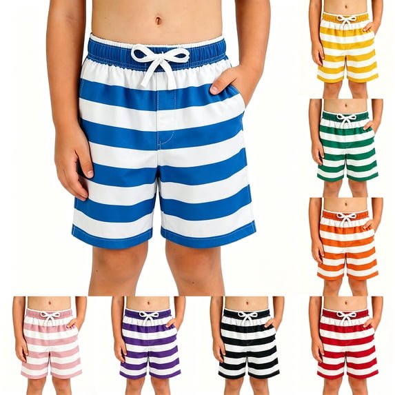 Liyamei Boys Color Print Athletic Shorts with Drawstring for Summer Size 2-14,Black