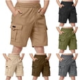 thumbnail image 1 of Liyamei Boys Drawstring Cargo Shorts with Pockets for Summer School Size 5-15,White, 1 of 7