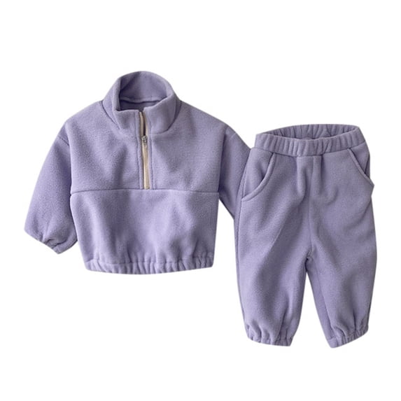 Liyamei Boys Girls Clothes Hoodies Zipper Sweatshirt+Trouser Casual 2Pcs Girls Casual Sets Size Purple 0-3 Months