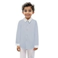 thumbnail image 1 of Liyamei Boys Girls Long Sleeve Striped Button Down Casual Long Sleeves Dress Shirts Boys Casual Tops Size 8-9 Years, 1 of 4