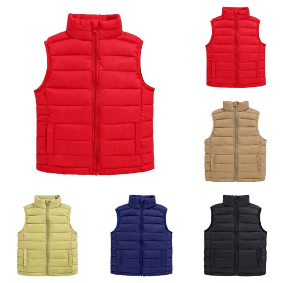 Liyamei Boys Lightweight Padded Vest with Stand Collar for Winter Sleeveless Layering Size 9-10 Years