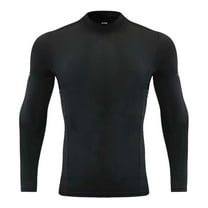 Liyamei Boys Long Sleeve Compression Shirt High Neck Athletic Top For Running Workout Stretch Training Tee Activewear Boys Shirts Size 5-6 Years