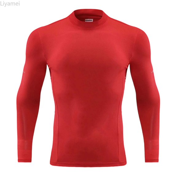 Liyamei Boys Long Sleeve Compression Shirt High Neck Athletic Top For Running Workout Stretch Training Tee Activewear Boys Tops Size 7-8 Years
