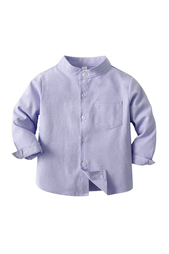 Boys' Long Sleeve Dress Shirt Formal School Uniform Button Down Shirt Size 5-6 Years