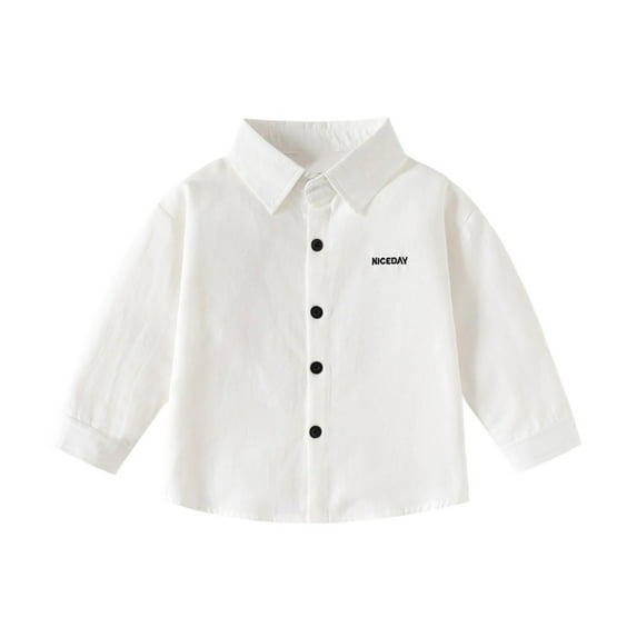 Liyamei Boys Long Sleeve Shirt Casual Kids Top Solid Color Embroidered Dress Shirt For Toddler Boys Comfortable Fall Spring Children Clothing Suitable For 1 9 Years Old Boys Shirts Size 6-7 Years