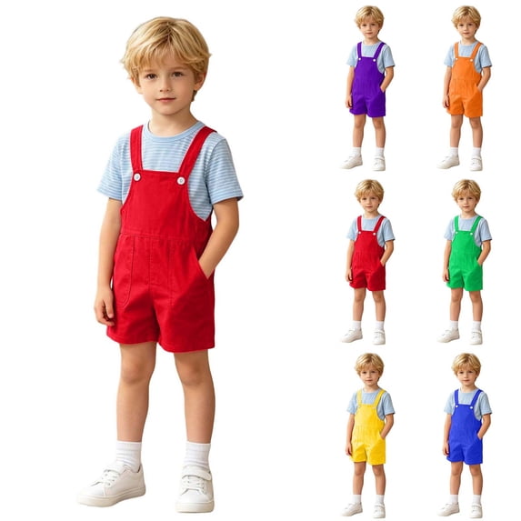 Liyamei Boys Overalls Shorts for Performance and School Play Size 4-16,Blue