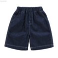 thumbnail image 1 of Liyamei Boys Relaxed Denim Shorts with Elastic Waist for Summer Size 2-10,Dark Blue, 1 of 6