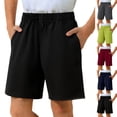 thumbnail image 1 of Liyamei Boys Running Shorts with Drawstring and Elastic Waist for Gym Workout Size 4-14,Green, 1 of 6