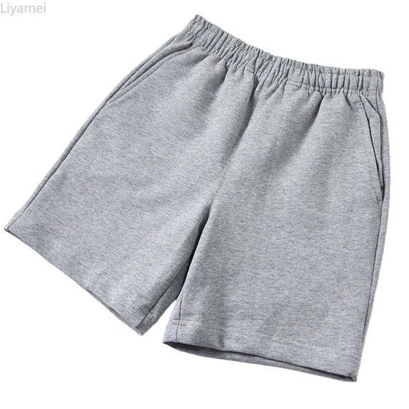 Liyamei Boys Running Shorts with Drawstring for Gym and Outdoor Play Size 3-12,Light Gray