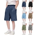 thumbnail image 1 of Liyamei Boys Stretch Waist Shorts with Pockets for Summer Casual Size 5-14,Light Blue, 1 of 7