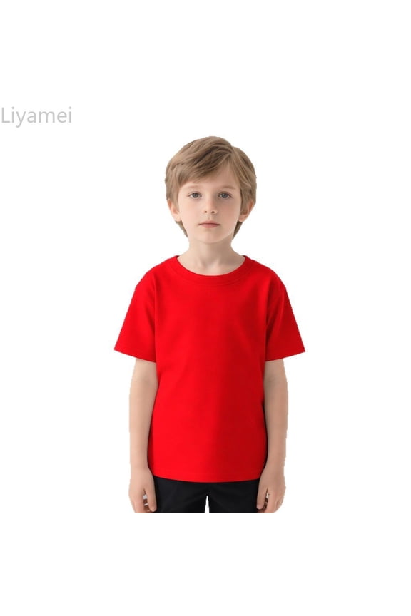 Boys Tops, Kids Casual Tee, Summer Short Sleeve Crew Neck T Shirt Soft Comfortable Red Size 10-11 Years
