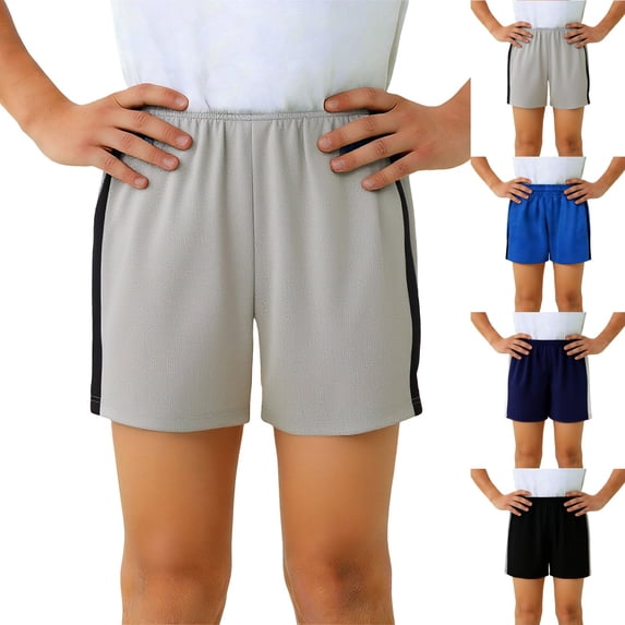 Liyamei Boys Training Shorts with Elastic Waist for Basketball Running Size 4-14,Grey