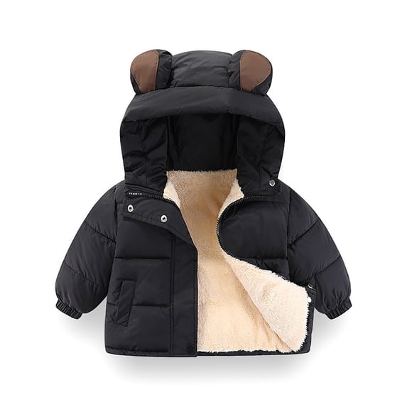 Liyamei Boys Winter Jacket Warm Thermal Insulated Coat With Cartoon Design Thickened Down Alternative Filled Outerwear For Cold Weather Boys Hooded Winter Coat Size 3-4 Years