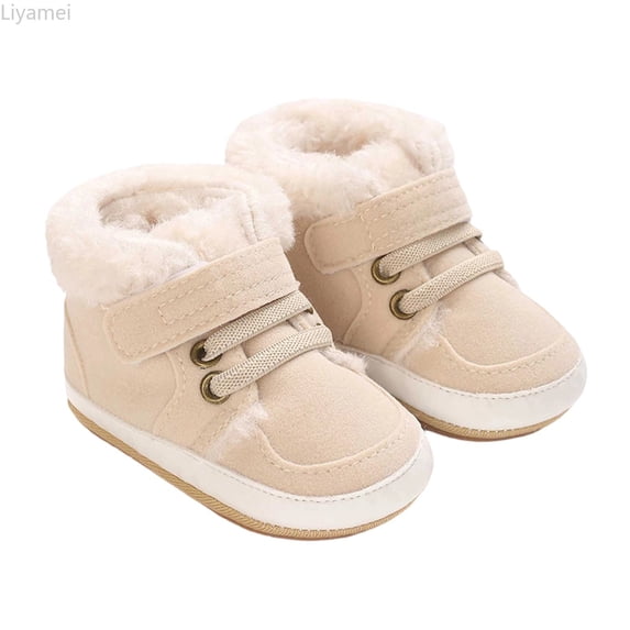 Liyamei Boys and Girls Boots Hook and Loop Lined Rubber First Walker Winter Non Comfortable 1-2 Years