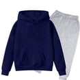 thumbnail image 1 of Liyamei Children Kids Boys And Girls Long Sleeve Letter Printed Lightweight Hoodie Sweatshirts And Long Pants Set Outfit Girls Casual Sets Size Blue 2-3 Years, 1 of 5