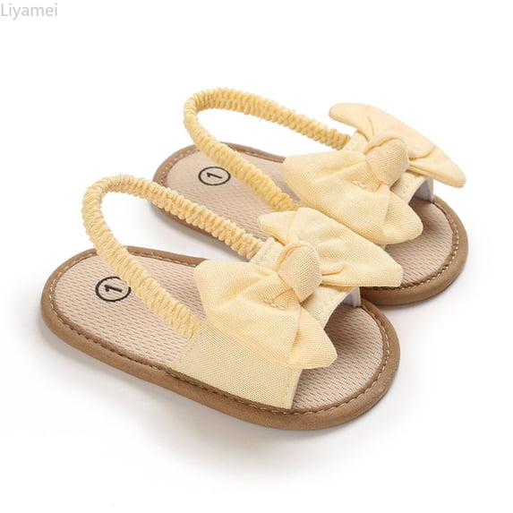 Liyamei Children Toddler Baby Girls Solid Bow Beach Shoes Sandals Prewalker Baby Sandals Size 6M