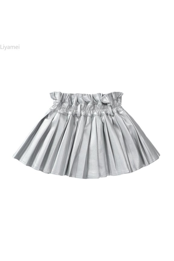 Children's PU Solid Color Fashion Personality Dress Full Skirt Girls Skirt Toddler Girl Dresses 5-6 Years