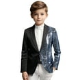 thumbnail image 1 of Liyamei Children's Prom Party Suit Solid Color Fashion Sequin Slim Fit Long Sleeve Youth Lapel Casual Coat Boys Puffer Jacket Size 12 Y, 1 of 5