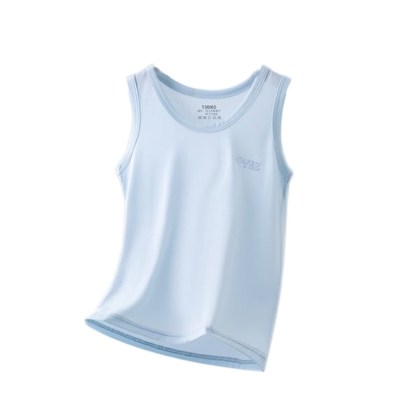 Liyamei Children's Summer Lightweight Plain Colored Round Neck Sleeveless Lyocell Pullover Boys Tank Tops Size 7-8 Years