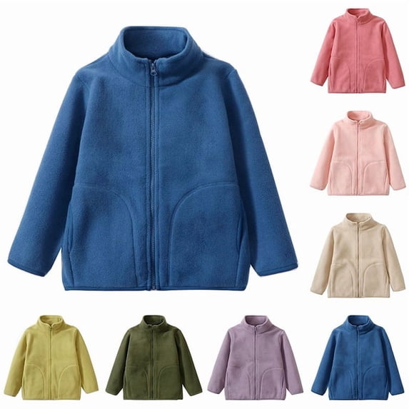 Liyamei Childrens Jacket with Stand Collar and Zipper for Autumn Winter School Uniform Size 2-3 Years