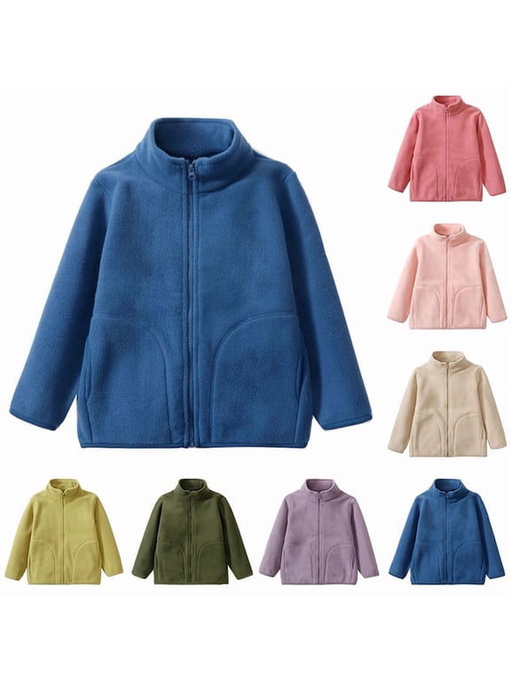 Childrens Jacket with Stand Collar and Zipper for Autumn Winter School Uniform
