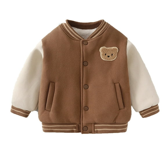 Liyamei Clothes Plus Fleece Baseball Coat Cotton Padded Coat Autumn And Winter Girls Boys Thick Top Child Boys Down Coat Size 3-6 Months