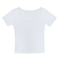thumbnail image 1 of Liyamei Crop Tops For Girls Short Sleeve Shirt Girls Summer Tops Square Neck Slim Fit Tops Basic Tee Girls Crop Tops Size M/140, 1 of 4