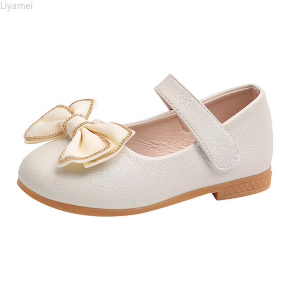 Liyamei Fashion Summer Children Sandals Girls Casual Shoes Flat Bottom Lightweight Solid Color Bow Minimalist Style Sandals For Girls Size Gold 2-2.5 Years