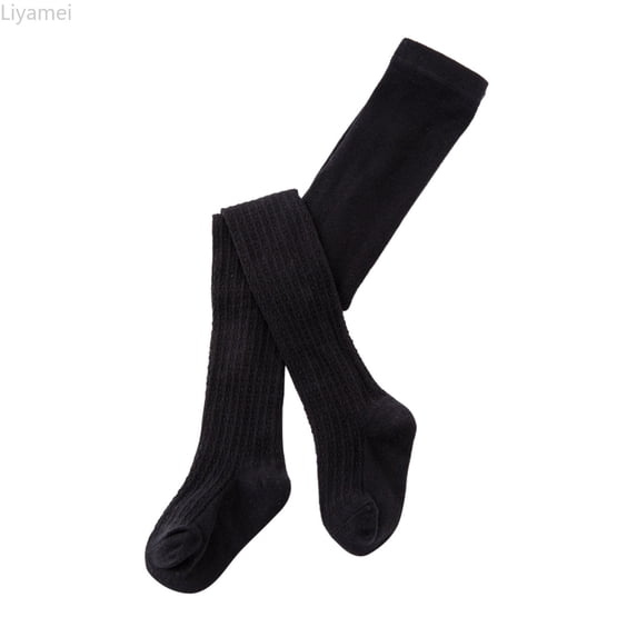 Liyamei Girl Cable Knit Leggings Stocking Tights Footed Pants Toddler Kids Cotton Warm Pantyhose Size Black 4-6 Years