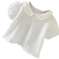 thumbnail image 1 of Liyamei Girls Baby Tops Short Sleeve Blouse Cute Casual Outfit Toddler Tee Sweet Versatile Summer Shirt For 0 3 Years Old Girls Crop Tops Size 12-18 Months, 1 of 3