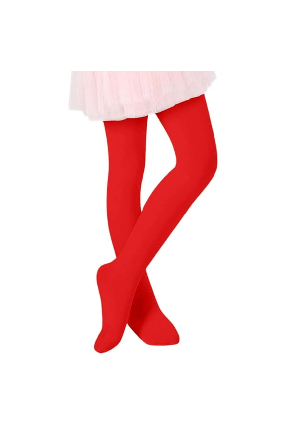 Girls Ballet Tights Toddler-Super Soft Footed Dance Tights for Kids Size Red 6-7 Years