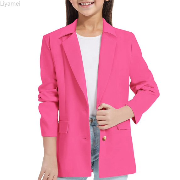 Liyamei Girls Blazerss Jacket Long Sleeve Notched Collarss/Lapel Collarss With Inner Pocket Open Front Casual Kids Blazerss Suit Girls T-Shirts Size 5-6 Years