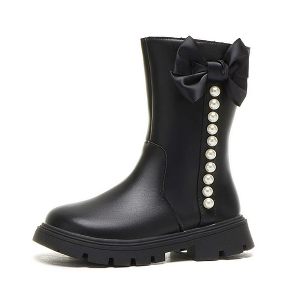 Liyamei Girls Boots Fashionable Long Boots With Bowknot And Pearl For Kids Perfect For Everyday And Casual Wear Childrens Boots Girls Size 4-4.5 years