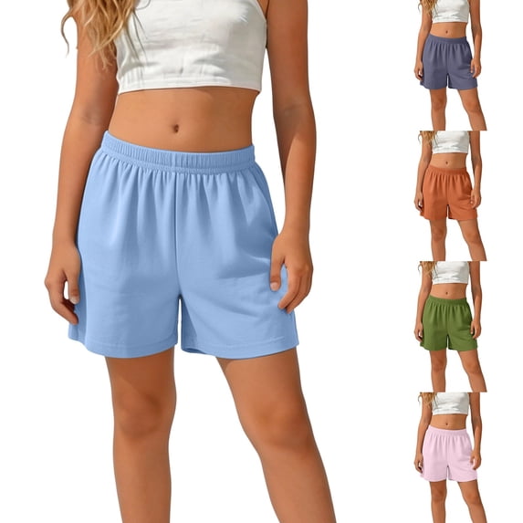 Liyamei Girls Breathable Sport Shorts with Elastic Waist for Summer Play Size 5-16,Blue